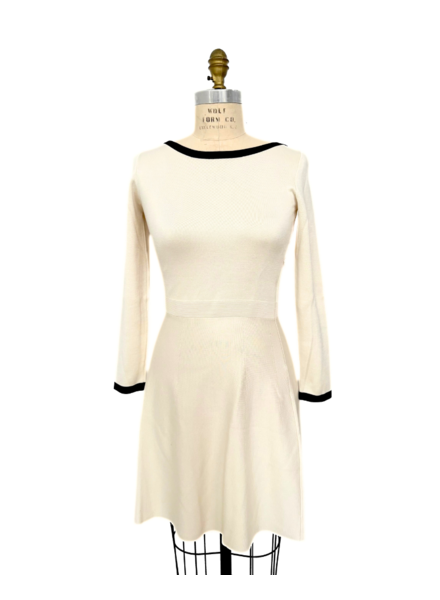 TWO TONES DRESS : IVORY-BLACK