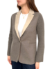 DF CASHMERE W/ KNIT ARMS 1-BUTTON BLAZER: BROWN-BEIGE