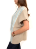 DOUBLE FACE JACKET WITH BUTTONS W/ KNIT DETAILS:STRIPE BLUE