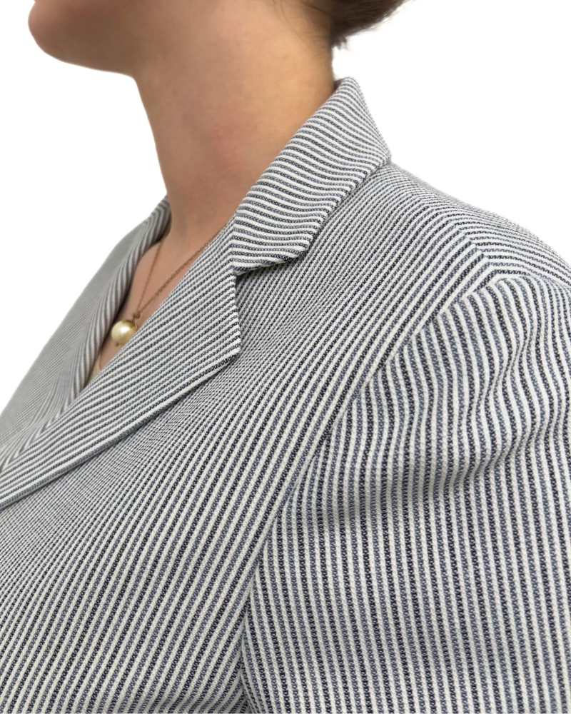 WOOL STRIPES JACKET : NAVY-AZURE-IVORY