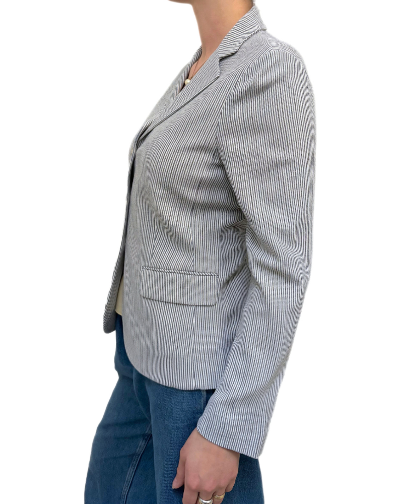 WOOL STRIPES JACKET : NAVY-AZURE-IVORY
