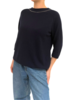 BUTTON BACK CASHMERE SWEATER: NAVY