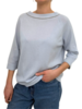 BUTTON BACK CASHMERE SWEATER: LIGHT BLUE