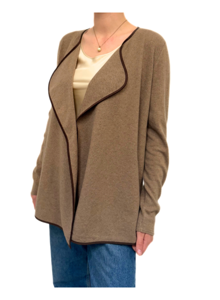 CASHMERE OPEN SWING CARDIGAN, TOBACCO