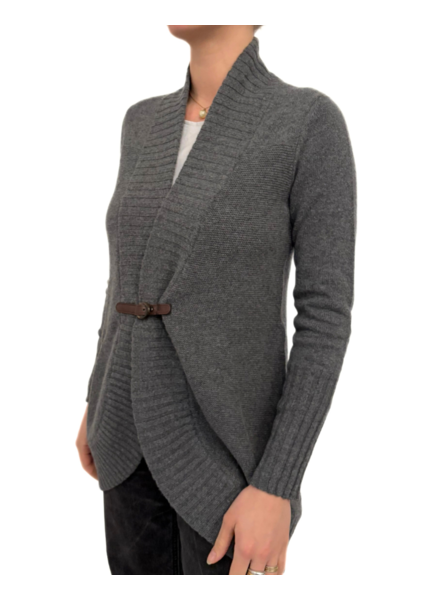 CASHMERE CARDIGAN W/ BELT CLOSURE : ANTHRACITE