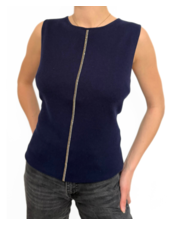 CASHMERE  SHELL WITH CHAIN DETAIL : NAVY