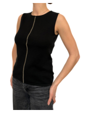 CASHMERE  SHELL WITH CHAIN DETAIL : BLACK
