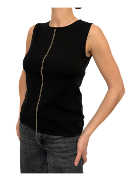 CASHMERE  SHELL WITH CHAIN DETAIL : BLACK
