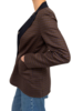 DOUBLE FACE STRETCH WOOL 1-BUTTON BLAZER: PLAID BROWN-SOLID NAVY
