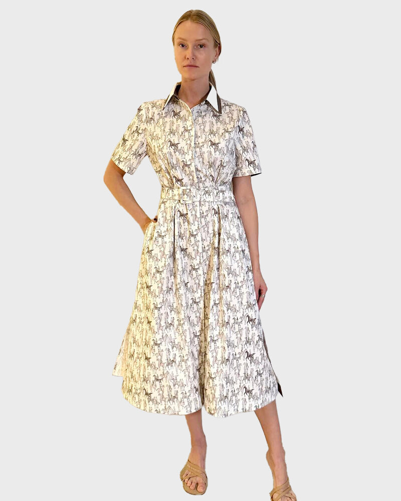 NO WAIST HALF SLEEVE DRESS: KENSINGTON: BEIGE