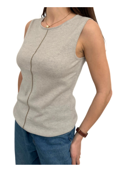 CASHMERE  SHELL WITH CHAIN DETAIL : PEARL