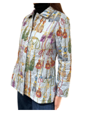 SILK PRINTED QUILTED JACKET: REMINI: LIGHT BLUE