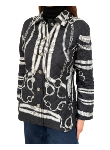 SILK PRINTED QUILTED JACKET: LEXINGTON: BLACK
