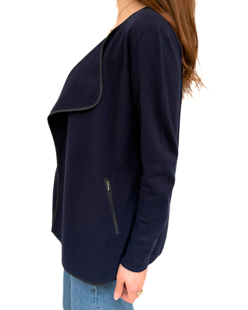 CASHMERE OPEN SWING CARDIGAN : NAVY