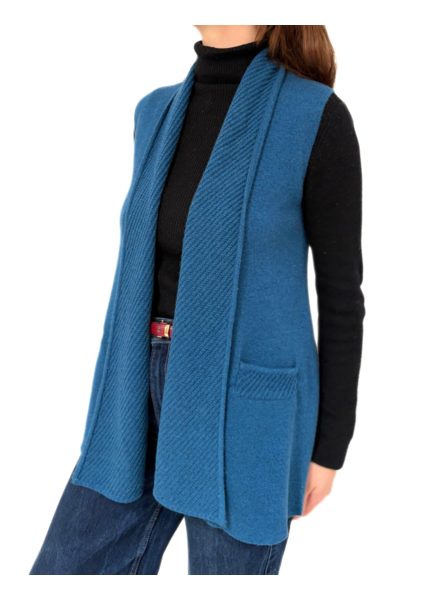 DIAGONAL RIBBED VEST: PEACOCK