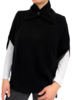 CASHMERE ZIP CAPE WITH SEPARATE COLLAR, BLACK