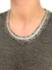 COTTON-LINEN TWO TONES SHELL: NO CHAIN: BLACK-BEIGE