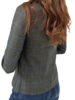 WOOL-CASHMERE-SILK 3 BUTTON BLAZER W/ LEATHER DETAILS: GREEN-NAVY