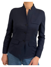 SILK LINEN WOOL JACKET W/ KNIT COLLAR & SIDE PANEL