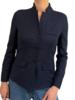 SILK LINEN WOOL JACKET W/ KNIT COLLAR & SIDE PANEL