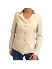 SILK LINEN WOOL JACKET W/ KNIT COLLAR & SIDE PANEL: IVORY
