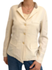 SILK LINEN WOOL JACKET W/ KNIT COLLAR & SIDE PANEL: IVORY