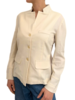 SILK LINEN WOOL JACKET W/ KNIT COLLAR & SIDE PANEL: IVORY