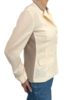 SILK LINEN WOOL JACKET W/ KNIT COLLAR & SIDE PANEL: IVORY