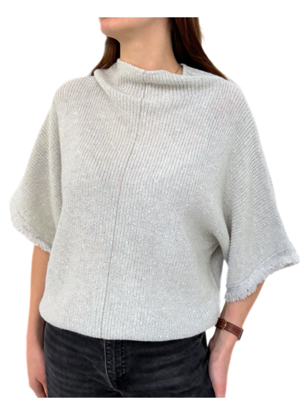 EMBELLISHED TUNIC W/ FRINGES: SILVER