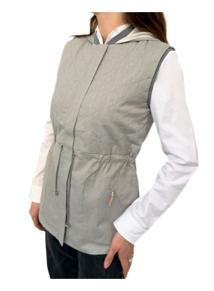 TROPICAL WOOL QUILTED VEST: GRAY
