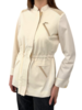 TROPICAL WOOL SAFARI JACKET WITH ULTRASUEDE: IVORY