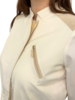 TROPICAL WOOL SAFARI JACKET WITH ULTRASUEDE: IVORY