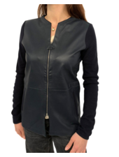 LEATHER FRONT JACKET: MIDNIGHT BLUE