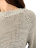 COTTON-LINEN-LUREX CREWNECK W/ CHAIN: BEIGE-SILVER