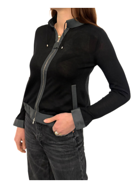 CROP JACKET DARK GRAY FRONT-BLACK
