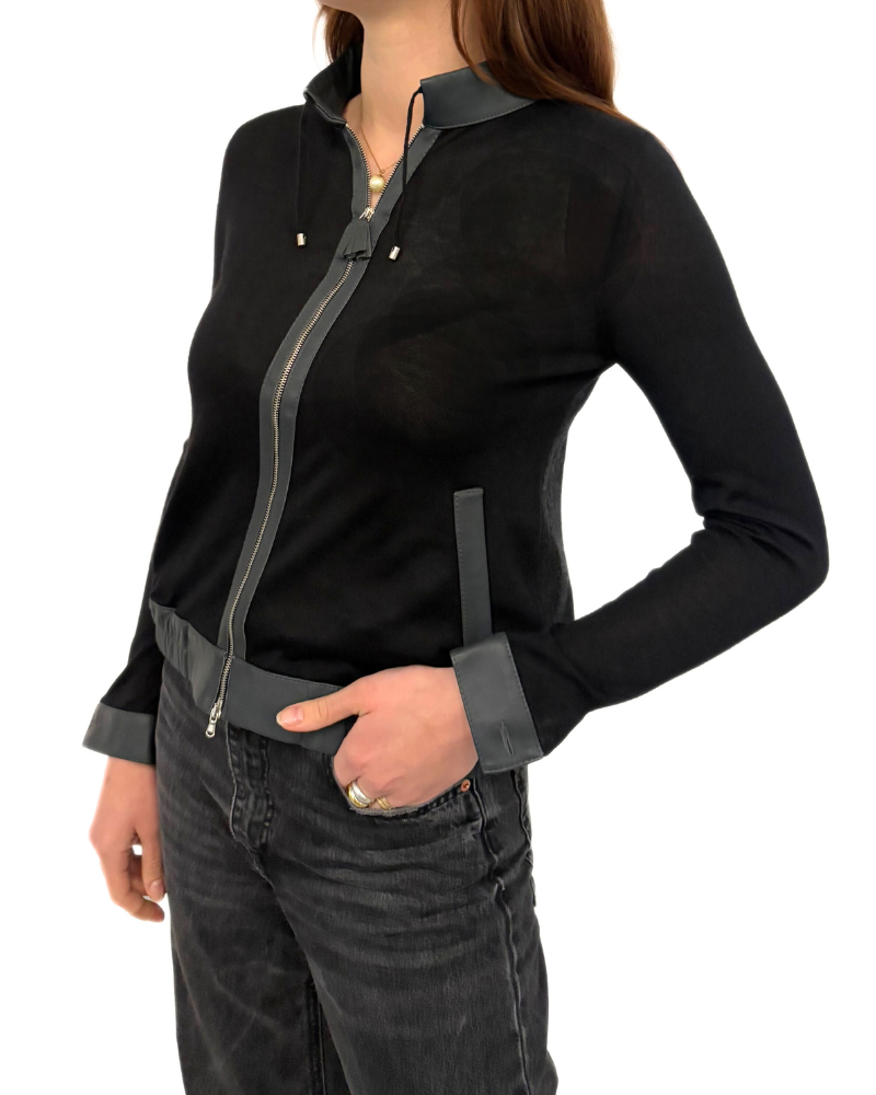 CROP JACKET: DARK GRAYFRONT-BLACK