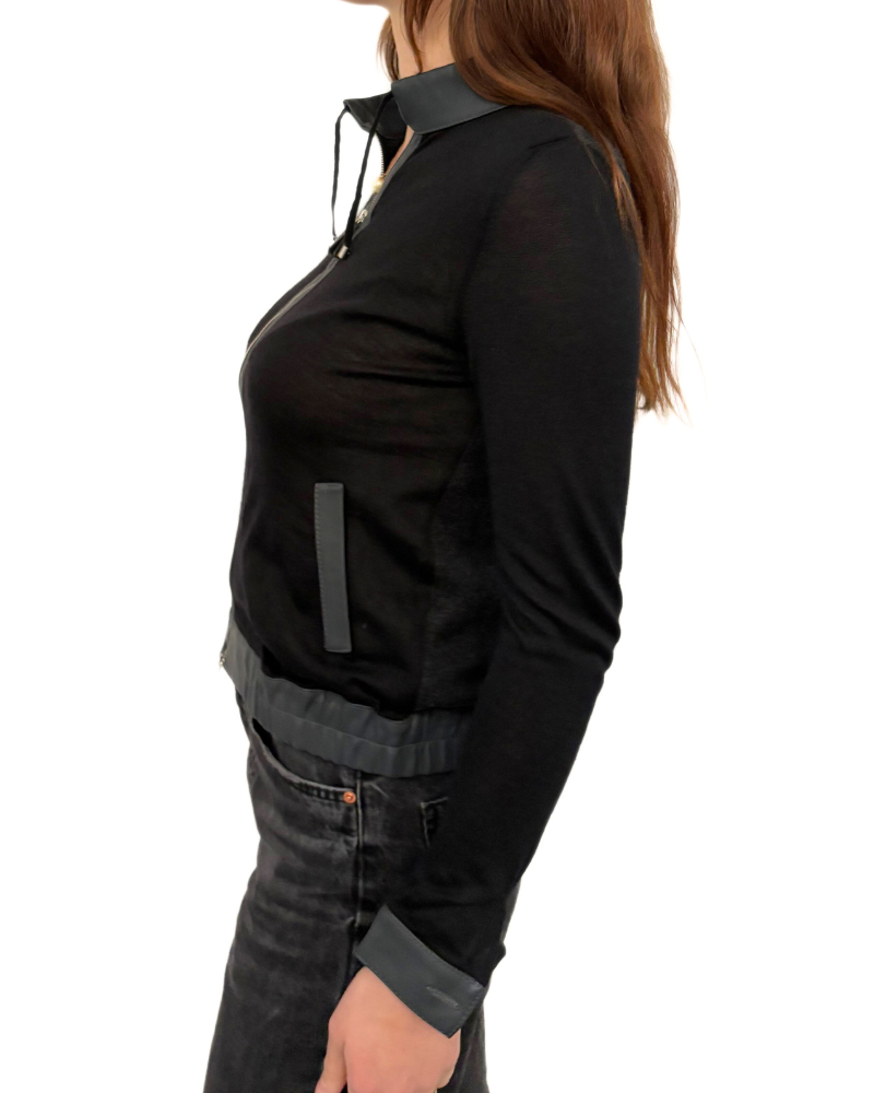 CROP JACKET: DARK GRAYFRONT-BLACK