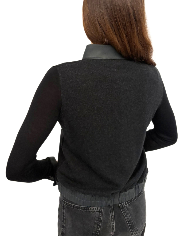 CROP JACKET: DARK GRAYFRONT-BLACK