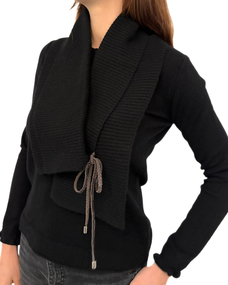 CASHMERE KNITTED COLLAR/SCARF: BLACK