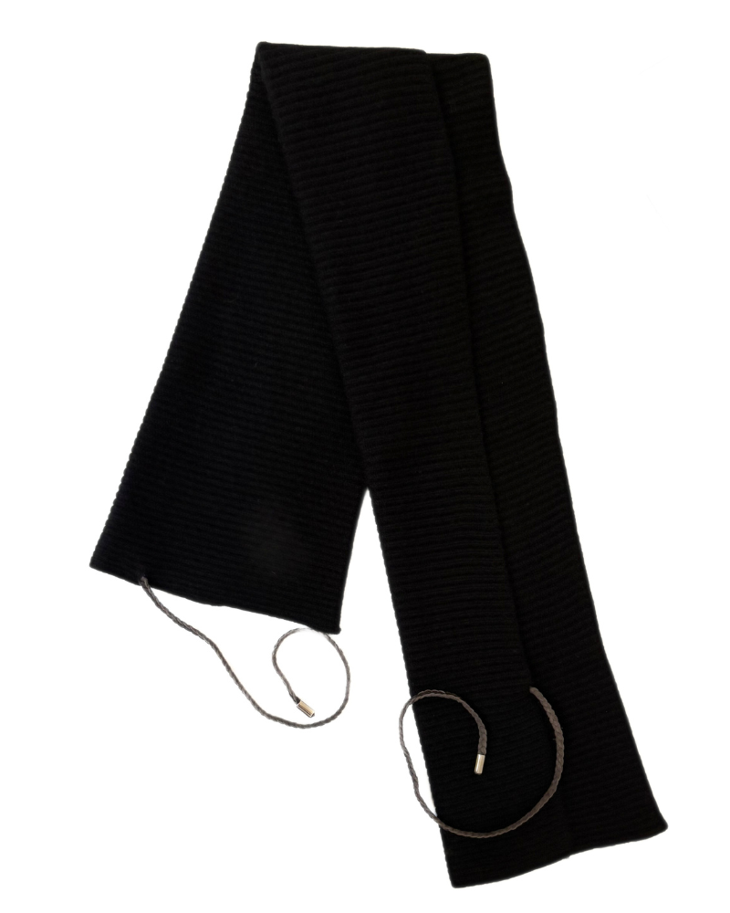 CASHMERE KNITTED COLLAR/SCARF: BLACK