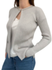 CARDIGAN W/ LUREX TRIM AND HI-LOW HEM: PEARL