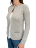 CARDIGAN W/ LUREX TRIM AND HI-LOW HEM: PEARL