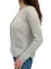 CARDIGAN W/ LUREX TRIM AND HI-LOW HEM: PEARL