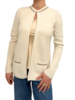 CARDIGAN W/ LUREX TRIM AND HI-LOW HEM: IVORY