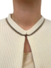 CARDIGAN W/ LUREX TRIM AND HI-LOW HEM: IVORY