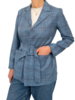 WOOL-SILK-LINEN JACKET: AZURE CHECKS