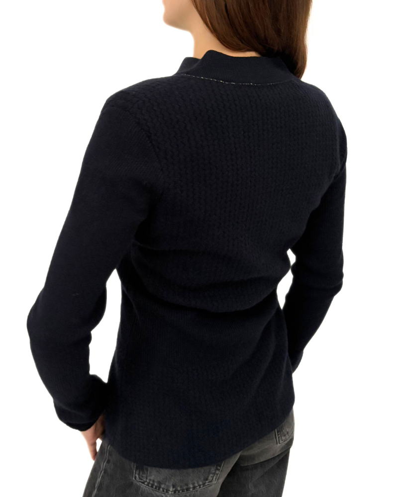 CASHMERE TEXTURED JACKET: NAVY