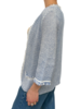 LINEN-COTTON SWEATER W/ FRINGES: AZURE-WHITE