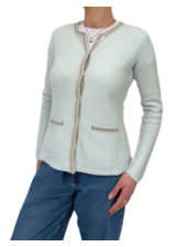 CASHMERE  2-TONES EMBELLISHED JACKET : MIST