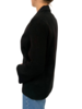 DF CASHMERE-WOOL W/ KNIT ARMS 1-BUTTON BLAZER: BLACK-BLACK